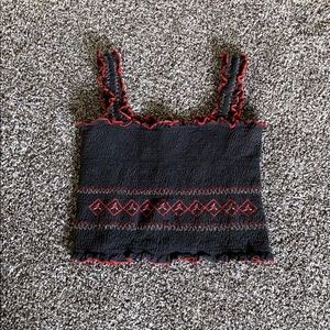 Miss Selfridge black pattern crop top